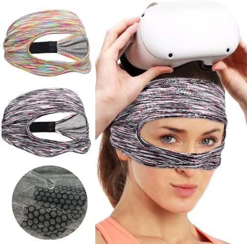 X-super Home VR Eye Mask Cover Breathable Sweat Band Adjustable Sizes HMD Padding for VR Workouts Supernatual with Virtual Reality Headsets Oculus Quest 2 Go HTC Vive PS VR Gear (2pcs)