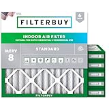 Filterbuy 12x12x2 Air Filter MERV 8 Essential Dust & Allergy Defense (6-Pack), Electrostatic Pleated HVAC AC Furnace Filters Replacement (Actual Size: 11.50 x 11.50 x 1.75)