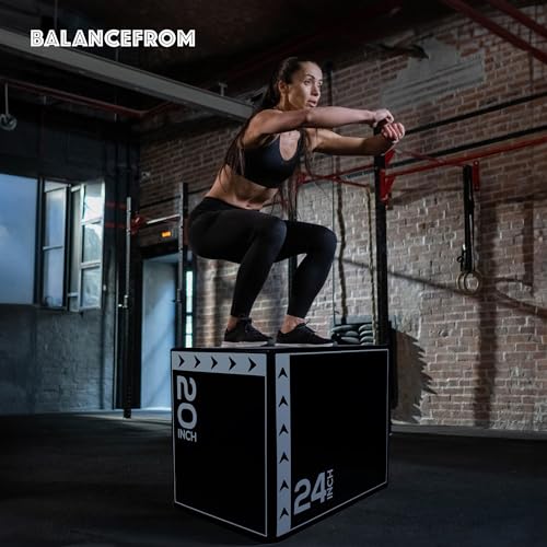 Image of BalanceFrom 3-in-1 Foam Plyometric Jump Box for Home Gym, Multiple Heights.