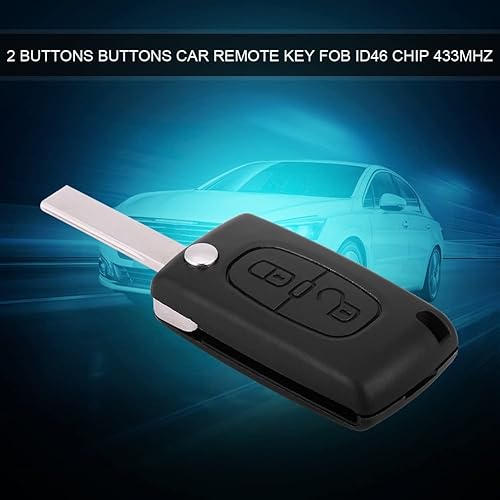 Miniatura 5 de Qiilu 2 botones coche remoto llavero ID46 433 MHz Whoja sin cortar para Peugeot 207 307 308 407 807