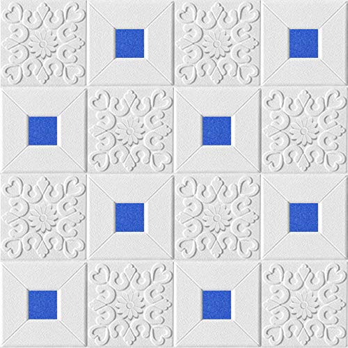 Paneles Pared Pegatinas de pared estéreo 3D Autoadhesivo Techo Paneles decorativos techo Espuma Papel pintado Sala estar Decoración del hogar Dormitorio televisor Fondo(Navy Blue)