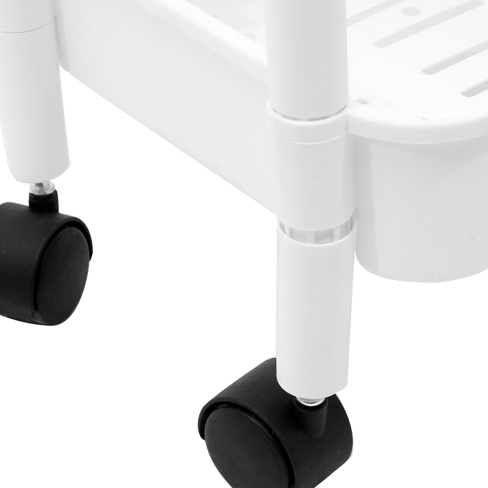 Carrello Multifunzionale Bianco con Ruote, Scaffale Mobile a Livelli in Pp, Design Compatto per Cucina e Bagno, Struttura Portatile con Ripiani Stretti