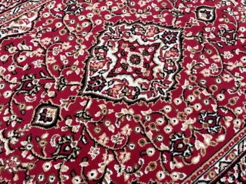 Image of TTC THREAD & TEXTURE CARPET Traditional Comfort: Power-Loomed Carpets for Living Room- Every Space Area Rug Color Red Size 4x5.5 Feet (110x173cm)