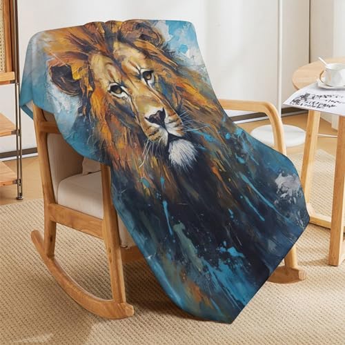 Couverture polaire lion plaid canape flannel doux lit chaud 130x150