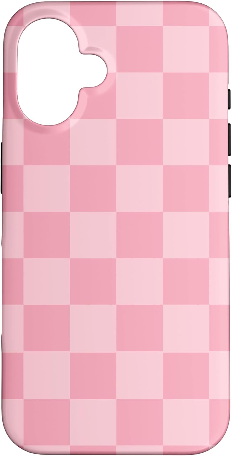 Blush Pink Checkered Checker Classic Checkerboard Pattern Case for iPhone 16