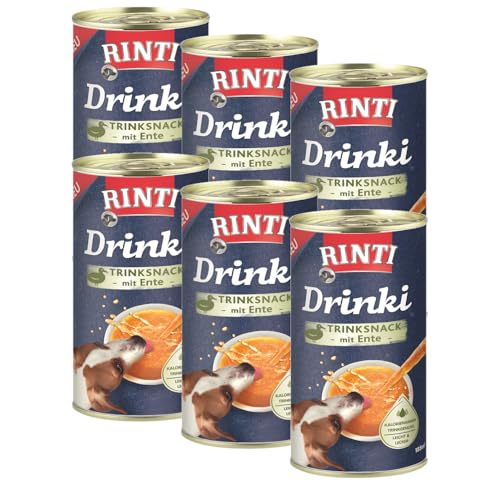Rinti Drinki Ente 6 x 185ml | Trinksnack für Hunde | mit Fleischsaft & Entenbrustfilet | kalorienarm | erhöht die Flüssigkeitsaufnahme | Ergänzungsfuttermittel