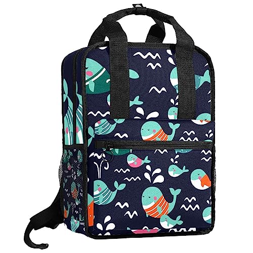 Sac à dos pour garçons motif baleine mignon filles cartable scolaire multicolore