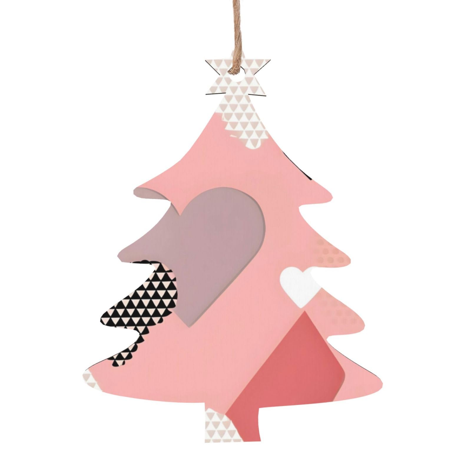 Abstract Love Chart Printed Christmas Wooden Pendants, Simple and Environmentally Friendly, Holiday decorationsã€‚