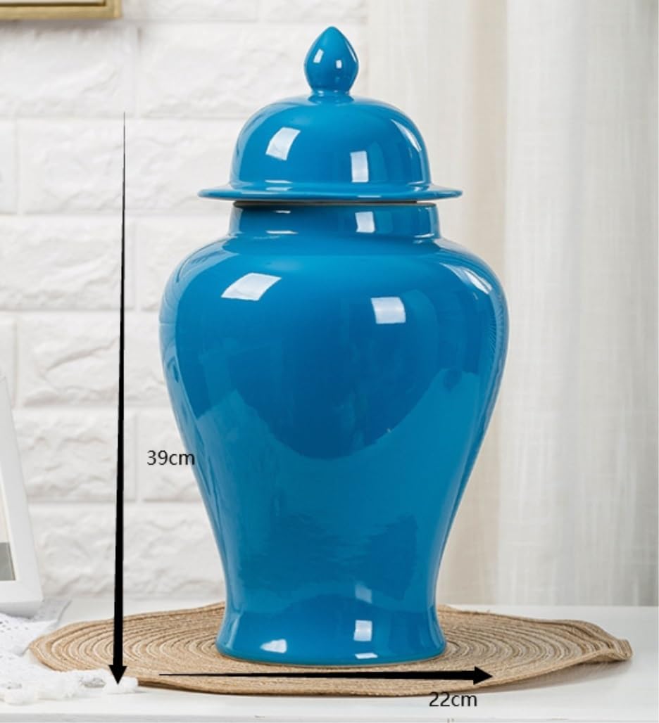 Prosty ceramiczny wazon na słoik z imbirem z pokrywką Niebieskie...(22 * 39cm)