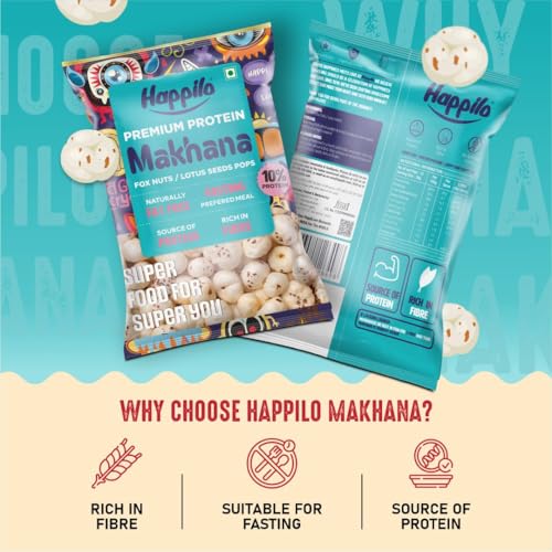 Image of Happilo Premium All Natural Fox Nuts (Phool Makhana) 200g (Pack of 5) | Lotus Seeds, Gorgon Nuts, Puffed Kernels, Hand-Picked