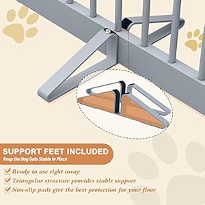   Freestanding-Pet-Gate-for-Dogs-Foldable-Wooden-Dog-Gate-for-House-Indoor-Dog-Gate-for-Stairs-Doorways-Step-Over-Pet-Puppy-Safety-Fence-Support-Feet-Included-24-Height-2-Panels-Grey