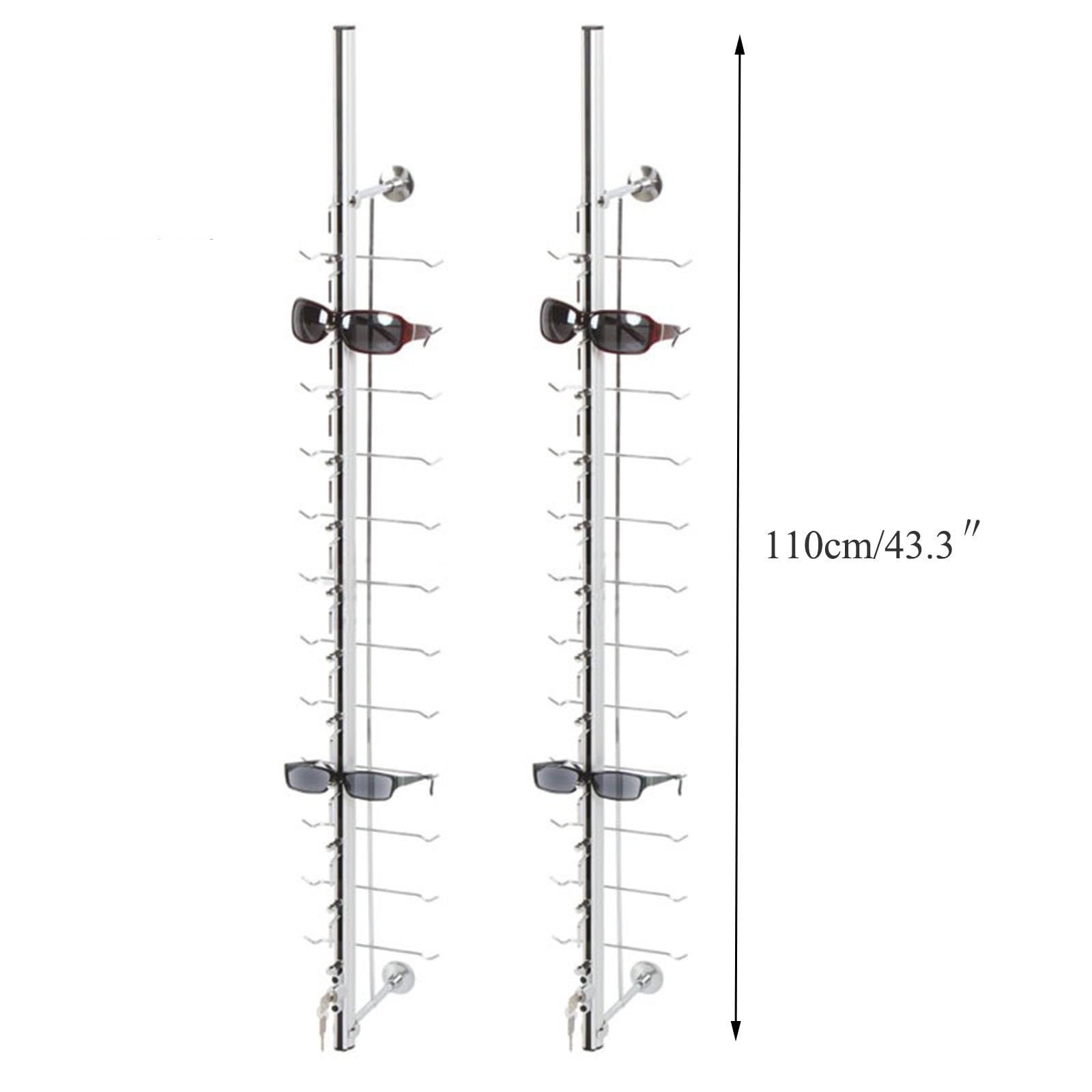 Organizzatore di stoccaggio per Occhiali da Sole in Lega di Alluminio 3 Pezzi, Espositore per Occhiali da Vista Metallo a Parete Decorazione portaoggetti per Occhiali da Lettura per Negozi di Ottica