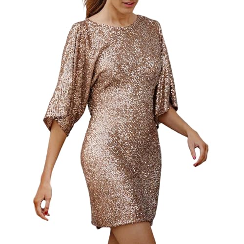 Robe à paillettes dorée femme dos ouvert vêtement de fête et bal de carnaval
