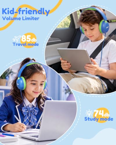 Image of Acer OHW355 Kids Headphones with Cord for School,Over Ear Wired Headphones