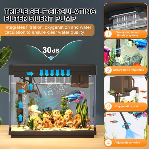 Image of Vehipa 2.4 Gallon Fish Tank Aquarium Starter Kit