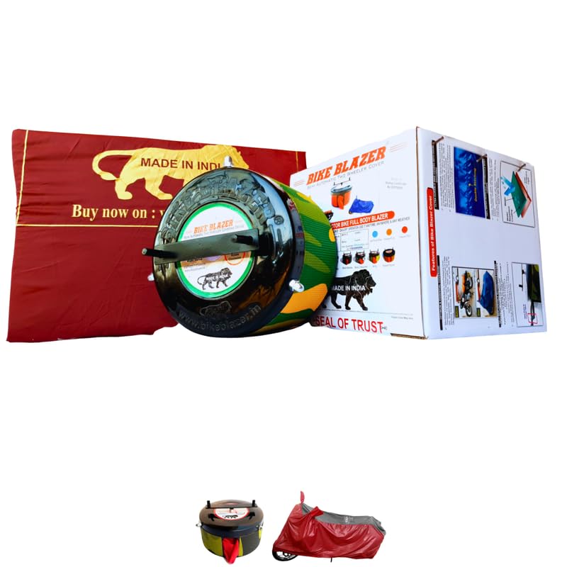 BIKEBLAZER® Semi-Automatic Full Body Bike Cover - Heavy Duty Device | Water Resistant | UV Protection | Dust Proof | Anti-Theft & Scratch Proof Cover, Compatible with All Royal Enfield Motorcycles AL