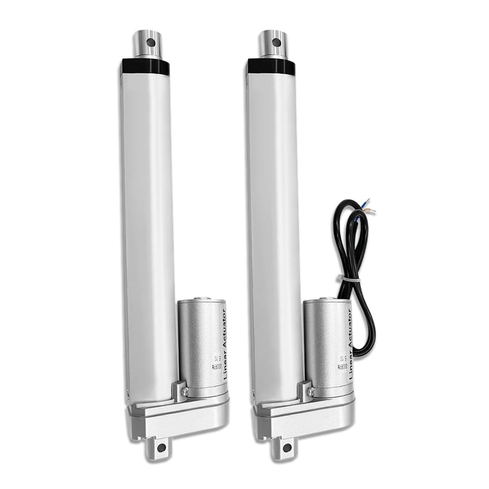 Aflle Racing One Pair of 8" Inch (200mm) Stroke 12V Electric Linear Actuator 225lbs (1000N) Load Capacity 10mm/s IP55 Waterproof Silver Aluminum