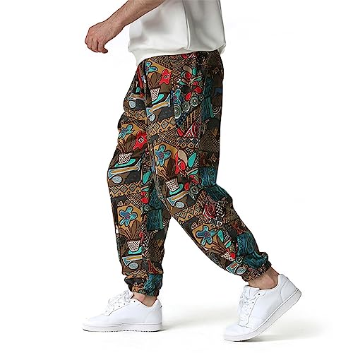 Traditional Nation Print Cotton Linen Joggers Pants Men Hip Hop Harem Trousers Mens Casual Streetwear Sweatpants3
