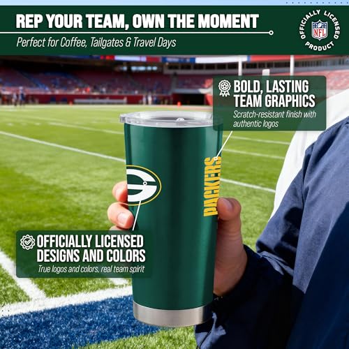 Image of Green Bay Packers NFL 20oz Stainless Steel Insulated Tumbler, Slider Lid