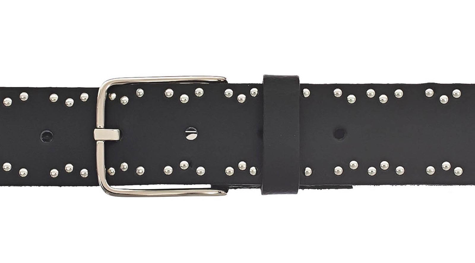 BGM Mode-Accessoires GmbH 35 mm Leder-Nietgürtel, schwarz, schwarz( (0790)), Gr. 100