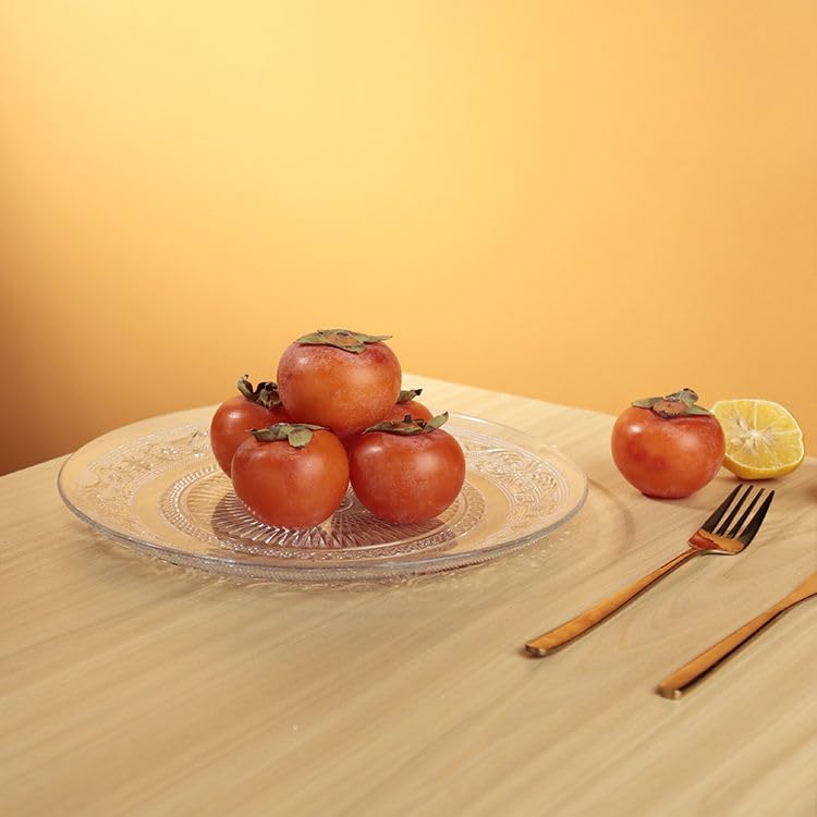 Image of MARTVIA Glass Serving & Dinner Plate 11 Inch, Set of 2 Crystal Clear Glass Plate, Vintage Dinnerware for Pasta,Salad,Dessert Serving Party Fruits, Snacks Home Wedding Decor for Gift Set (MV-6)