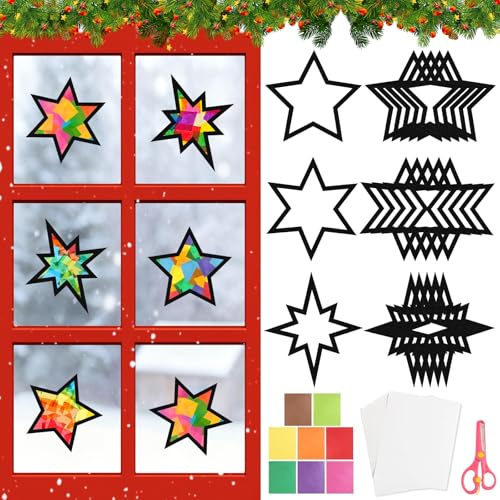 Weihnachten Basteln Kinder, Bastelset Fensterbilder Weihnachten Stern...