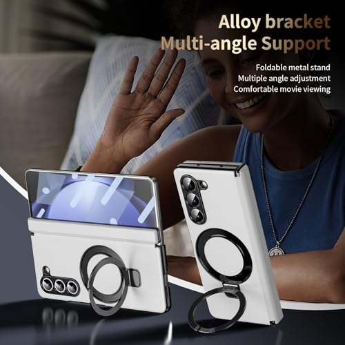 Coque Samsung Galaxy Z Fold 5 avec béquille intégrée et protection rigide blanche - 2