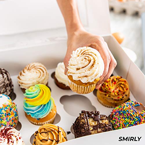 image for SMIRLY Bakery Cupcake Boxes and Cake Carrier: 12 Treat Holder Storage 