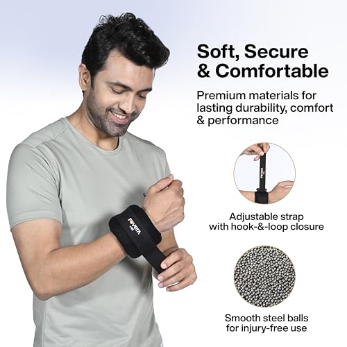 Image of FOVERA Weight Cuff (1 kg) for Strength Gain, Physiotherapy & Rehabilitation | For Men & Women | Adjustable Strap | For Muscle Strength Exercise & Workout (Pack of 1)