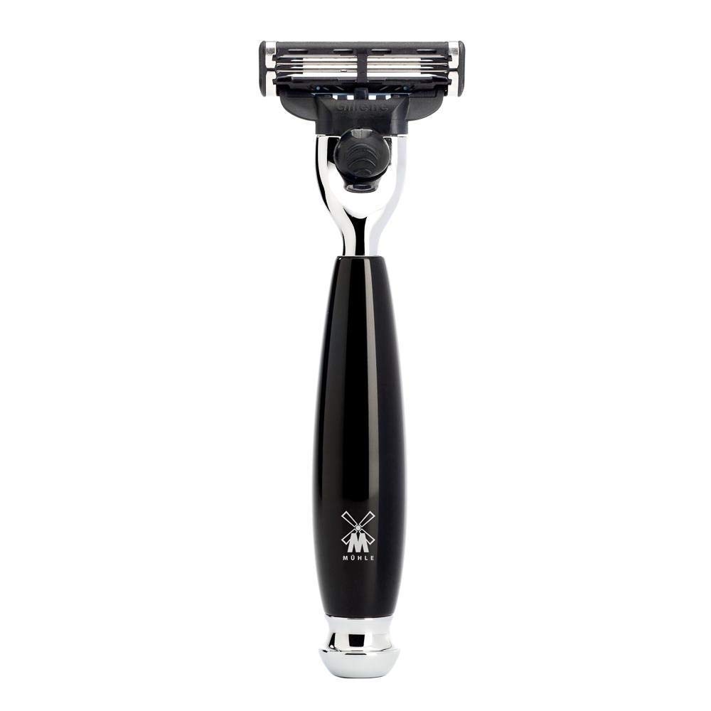 MÜHLE Rasierset - Vivo Serie - Dachshaar - kompatibel mit Gillette-Klingen - Edelharz schwarz