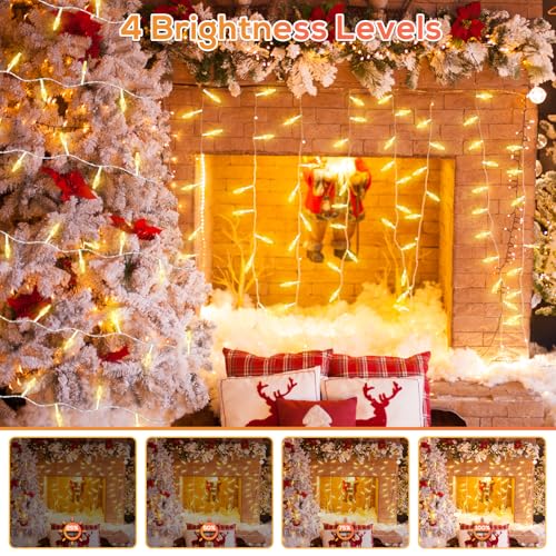 THKFUL Outdoor String Lights Mains Powered,50M 300LED Crystal Indoor Fairy Lights,Tree Lights Waterproof Remote with 8 Modes for Outside Garden Window Yard (Warm White) - Image 3