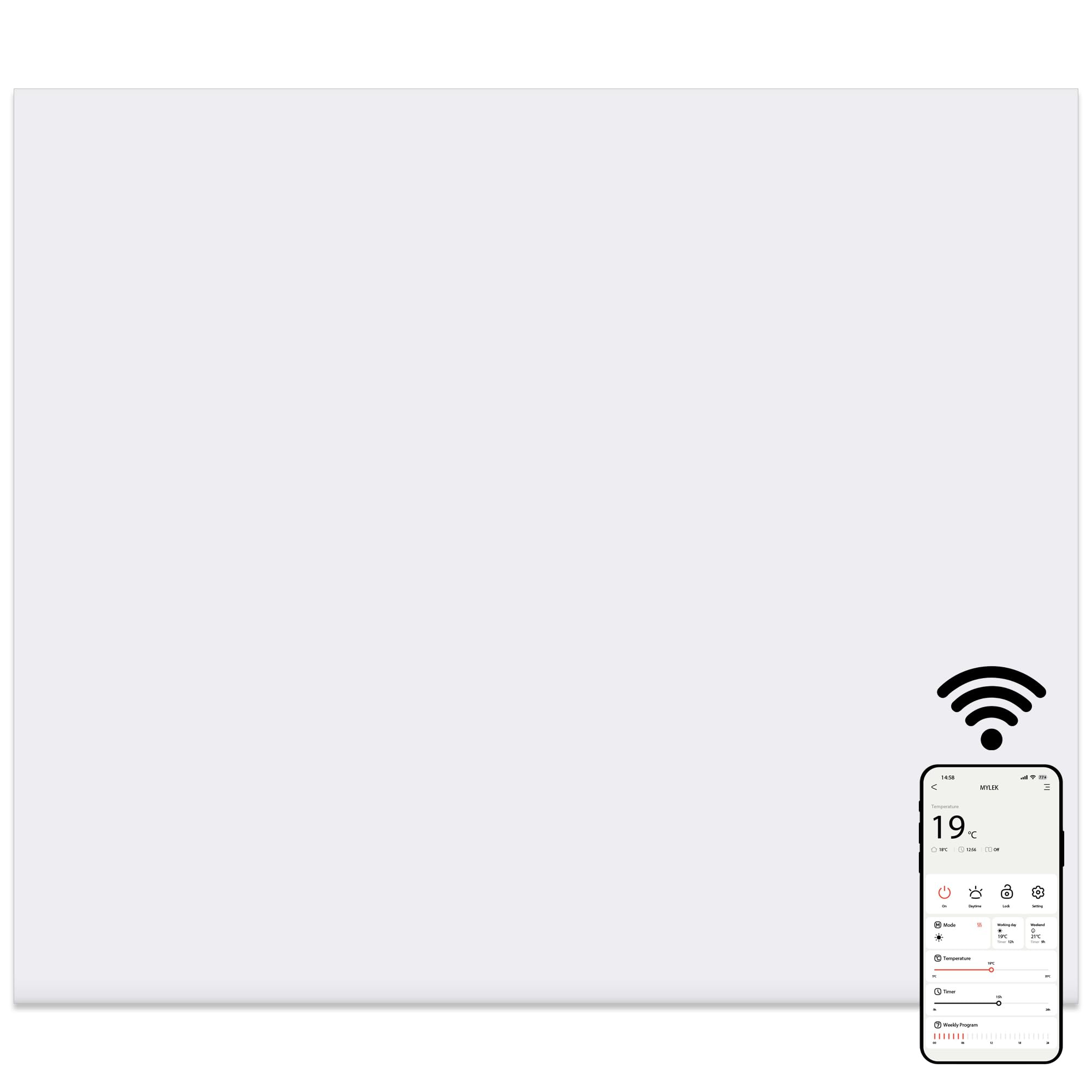 MYLEK Panel Space Heater White Eco Smart WiFi App Radiator Electric Slimline Low Energy - Wall Mounted, Bathroom IPX4 Rated for Homes, Offices (1000W)