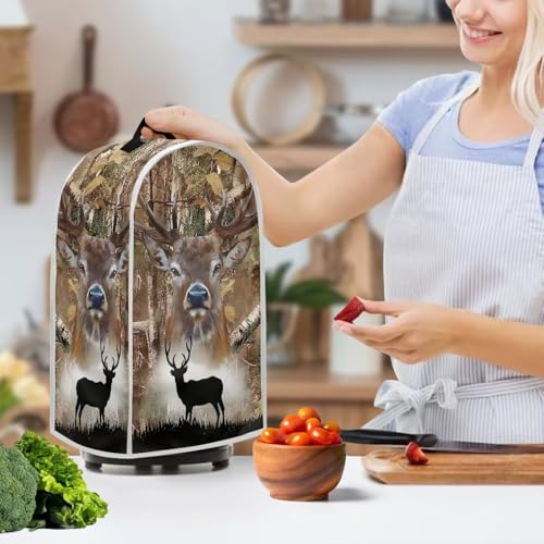 Image of Talayituse Elk Hunting Camo Forest Print Blender Dust Cover, Fingerprint Protection Cover for Stand Mixer or Coffee Machine, Home Kitchen Appliance Covers for Stain Dust Resistant Supplies