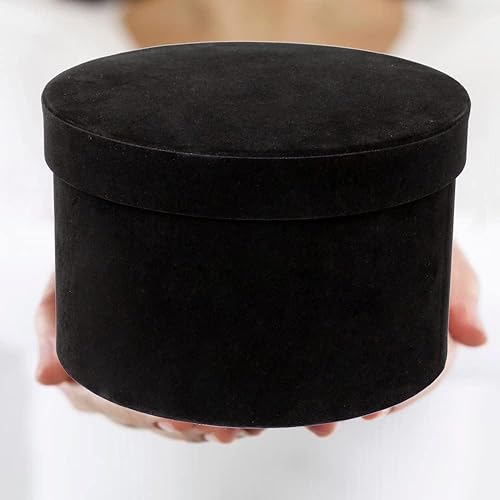 Miniatura 6 de GnFlus Cajas de regalo redondas con tapas para regalos, juego de 4 cajas de regalo de terciopelo negro para arreglos de flores, bodas, cumpleaños,
