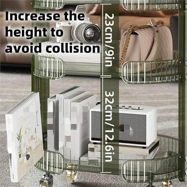 3 Tier Storage Rack with Wheels Rolling Cart Trolley Mobile Storage Shelf Organizer for Dining Room Bathroom Heavy Duty(Green)-HSGe3Z9Y