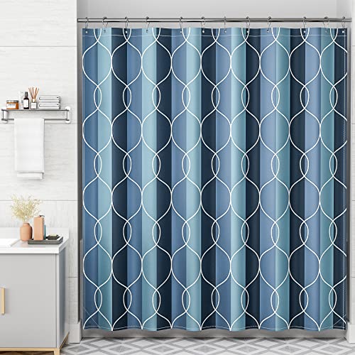 Price 7005.00 Rs AmazerBath Shower Curtain, Geometric Blue Fabric