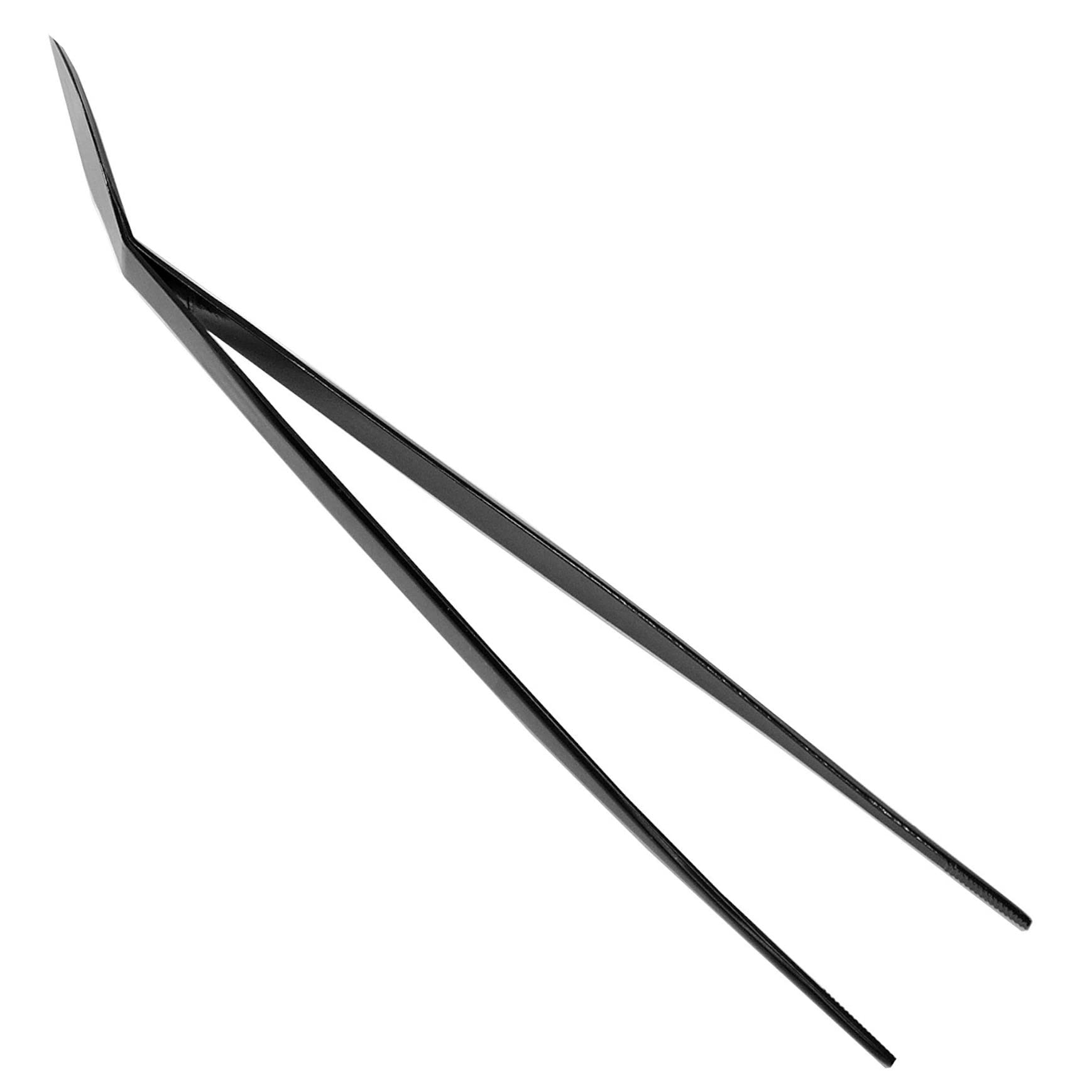 KaKUrI Pinzette Bonsai con spatola, punte dritte da 22,4 cm, strumento professionale per bonsai, acciaio inossidabile giapponese, nero, Made in Japan (47848)