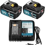 VANKO 互換 マキタ 18v バッテリー 充電器セット BL1860B 6.0Ah大容量 2個付き DC18RF充電器 液晶パネル付き マキタ 18v バッテリー BL1815N BL1830B BL1860Bなど対応可能 LEDランプ残量表示 A+級セル採用 大型基盤搭載 高耐久性 日本国内PSE認証取得済み 2億円製造物責任保険付