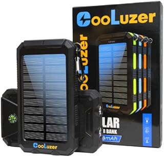 Solar Charger Power Bank 36800mah with 15W 5V*3.1A Fast Charging, QC3.0 Portable Charger Solar Power Bank,IP67 Waterproof Camping Gear Accessory for Outdoor (Black)