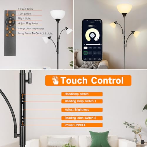 Lámpara de pie regulable contra la fatiga visual con control por APP y cuatro modos de luz 2