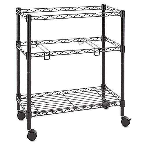 Alera 26" 2-Tier Black Rolling File Cart