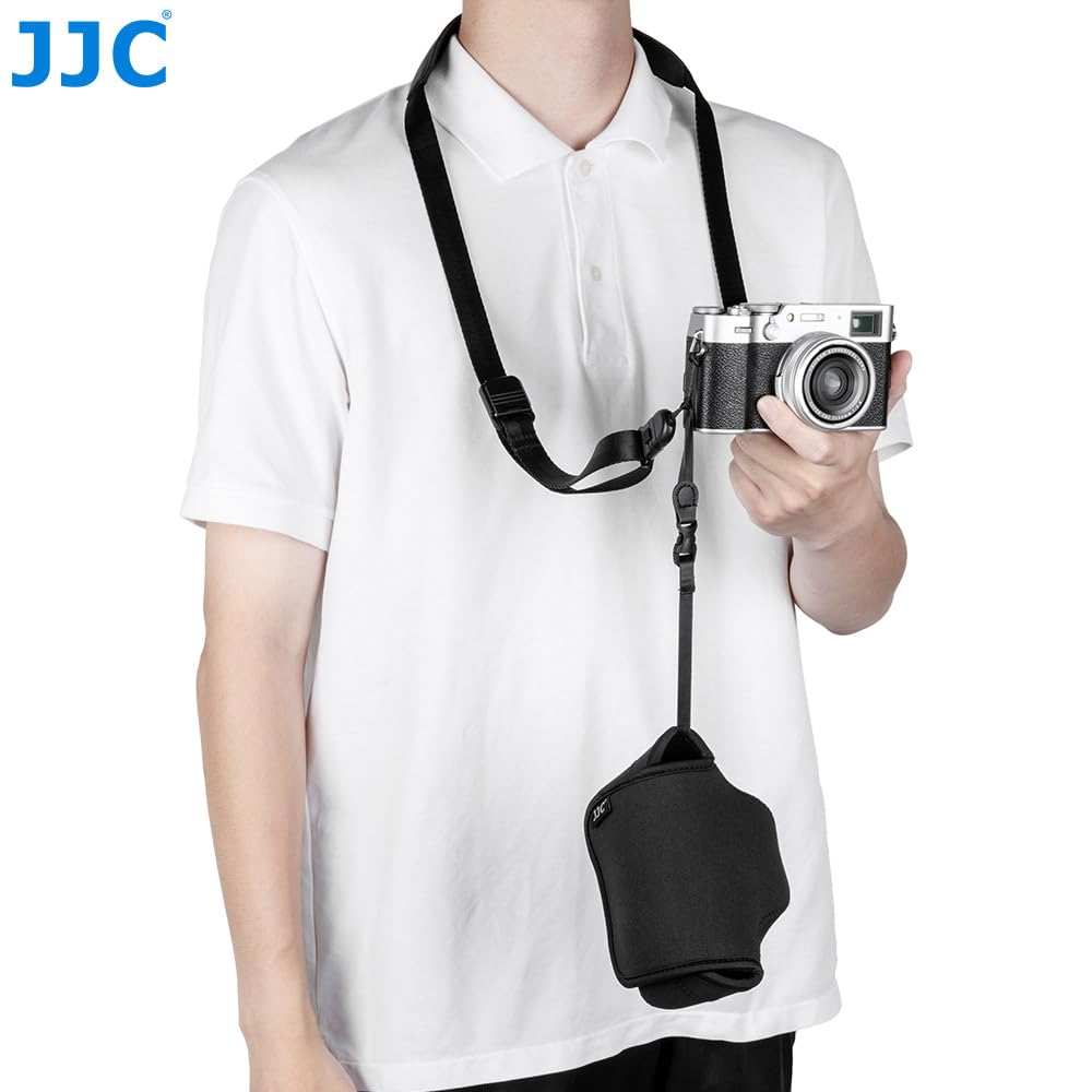 JJC Custodia per fotocamera leggera in neoprene compatibile con Fujifilm X-E5, X100VI, X100V, X100F, X100V, X100T, X100S, X100 con paraluce originale, custodia impermeabile per fotocamera integrata