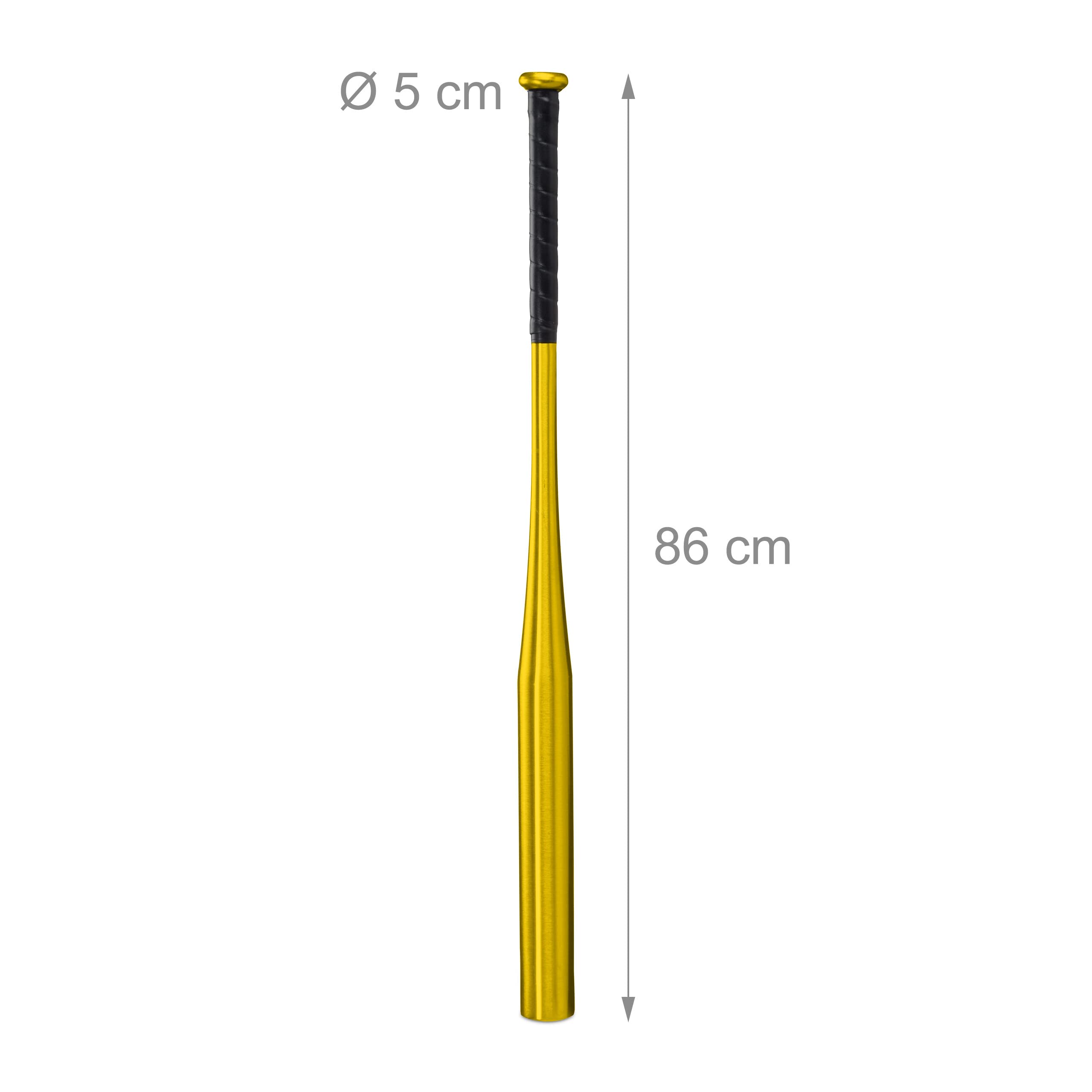 Relaxdays Mazza da Baseball in Alluminio, 86 x 5 cm, Bastone Leggero da Softball, Manico Antiscivolo, 34 Pollici, Dorato