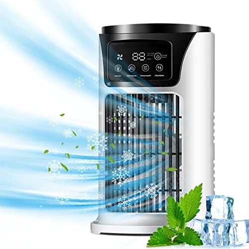 Portable Air Conditioners Fan, Mini Air Conditioner for Room with 7 Colors Light, 6 Speeds Personal Air Cooler Evaporative, Personal Air Conditioner with Humidifier for Desk Bedroom Office
