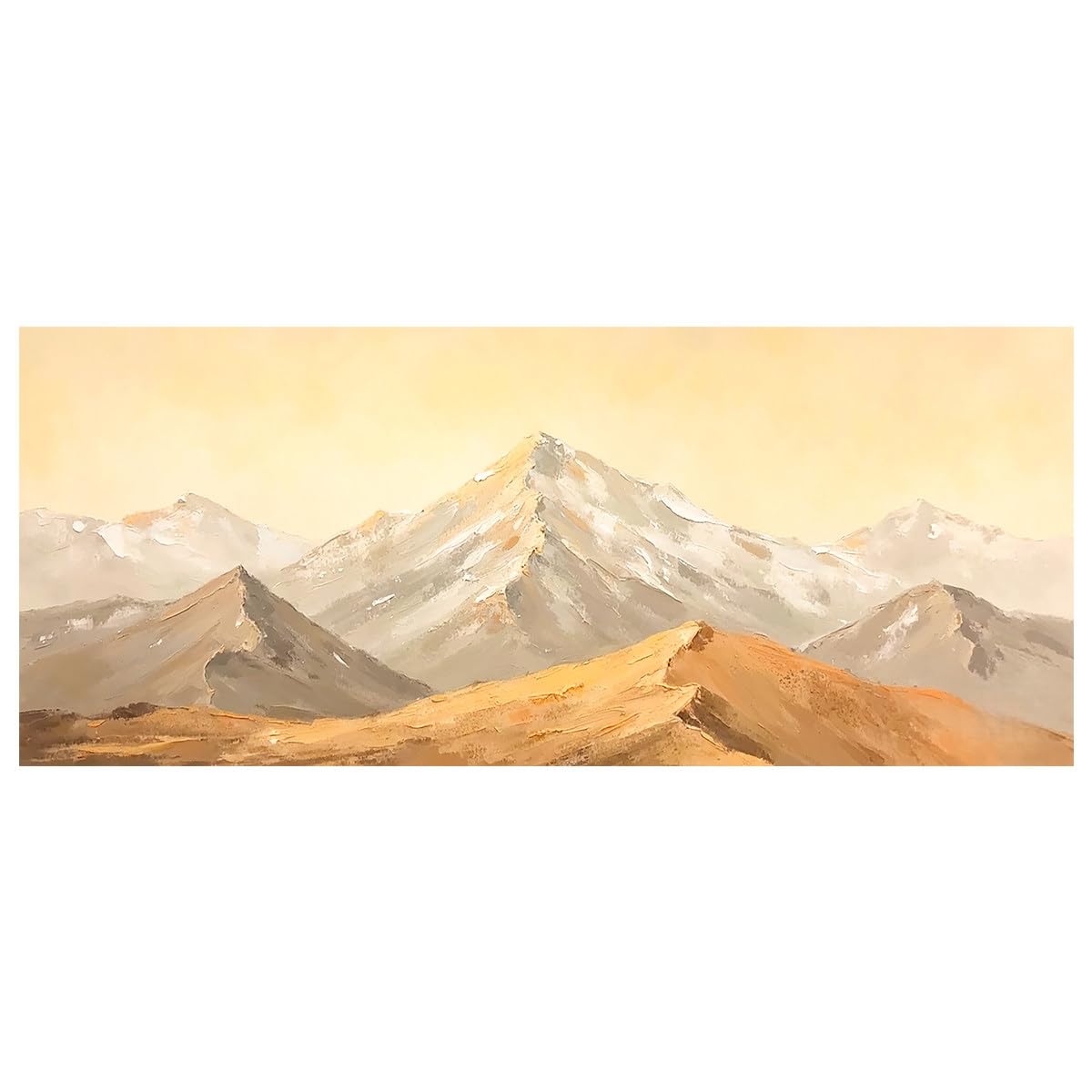 LCDIUDIU Sunlit Snow Mountain Landscape Hand Painted Oil Paintings On Canvas Abstract Alpine Mountain Scenery Art Modern Unframed Wall Decor for Living Room Bedroom 50X100Cm(19.6X39.4Inch)