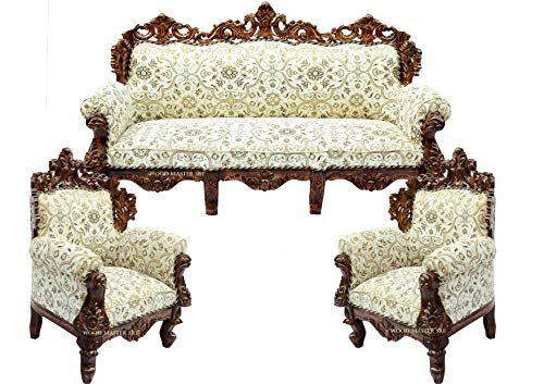 Image of Luxury Wooden Teakwwood Five Seater Sofa Set for Living Room (Honey Brown) Solid Wood Outdoor Chair 5 Seater Sofa | (22)