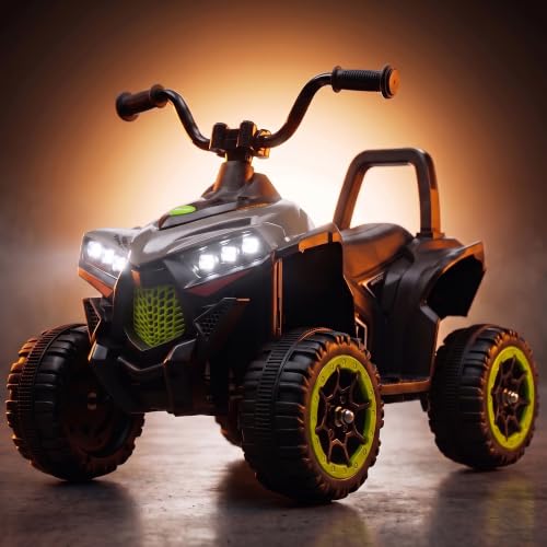 Image of Baybee Monstro Baby Electric Bike for Kids | Rechargeable Balance Bikes with LED Lights, USB, Music & Backrest | Beach ATV Dirt Bikes | 6V Battery Operated Kids Bike for 2-5 Years Boys Girls (Ash)