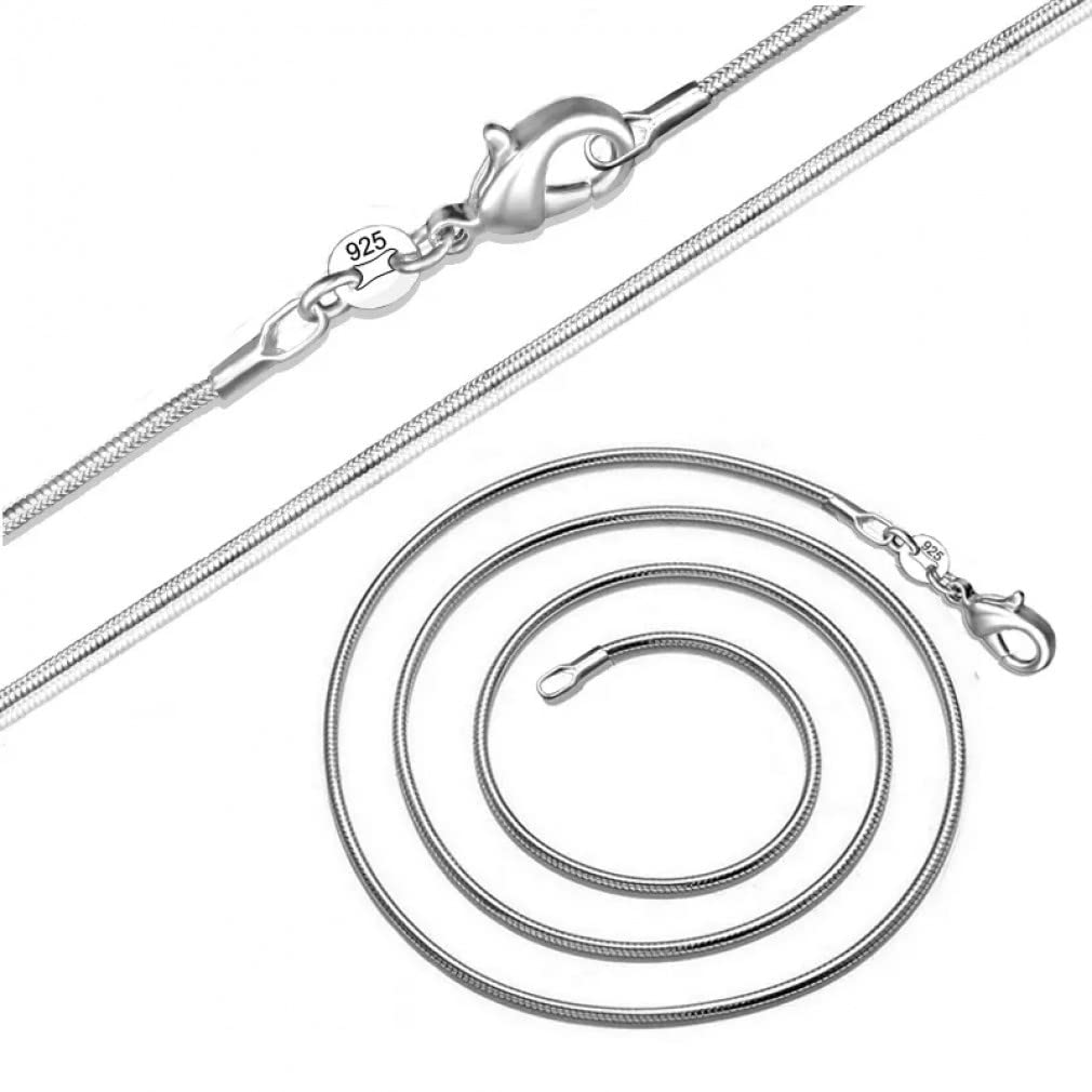 Collares de Plata S925 con Cierre de 1mm, Cadenas de Serpiente, gargantillas, Collar, Accesorios de joyería para Mujer, 16-28 Pulgadas