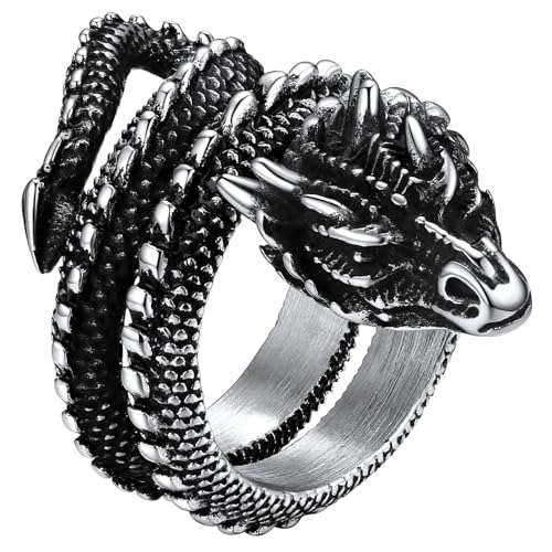 Bague dragon plaqué or 18 carats et acier précieux pour homme et femme