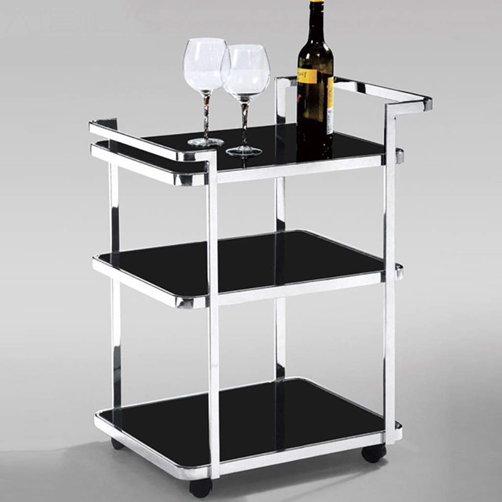Estante de almacenamiento de vino de hierro forjado de 3 niveles y carrito de servicio, carrito multifuncional para el hogar y el restaurante para agua de vino y bebidas, elegante solución de